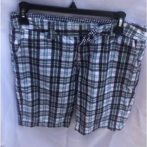 Roxy plaid Bermuda Shorts size 5 blue and white cotton Excellen condition